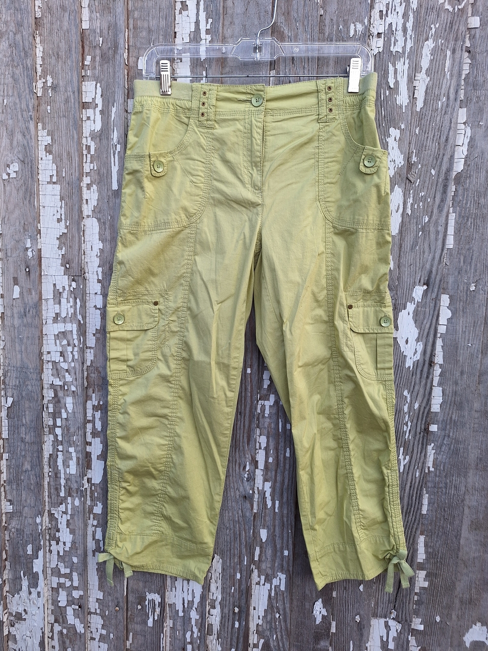 Chico's Light Green Cropped Cargo Pants Amelia Size 00 2 NWT